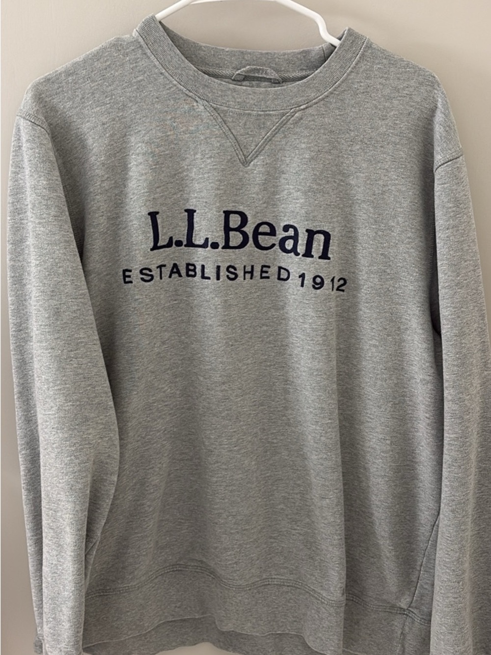 L.L. Bean Heather Gray Crewneck Sweatshirt with Navy Logo